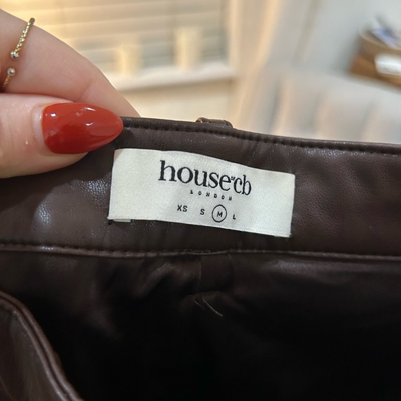 House of CB Inaya Dark Brown Stretch Vegan Leather Trousers - Picture 4 of 10